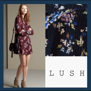 LULU’S LUSH Ribbed Knit Dress In Navy Floral